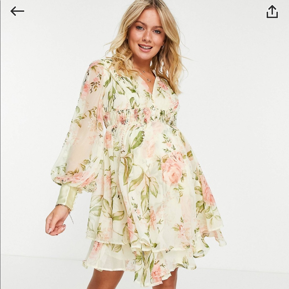 ASOS maternity button pearl floral flowy dress